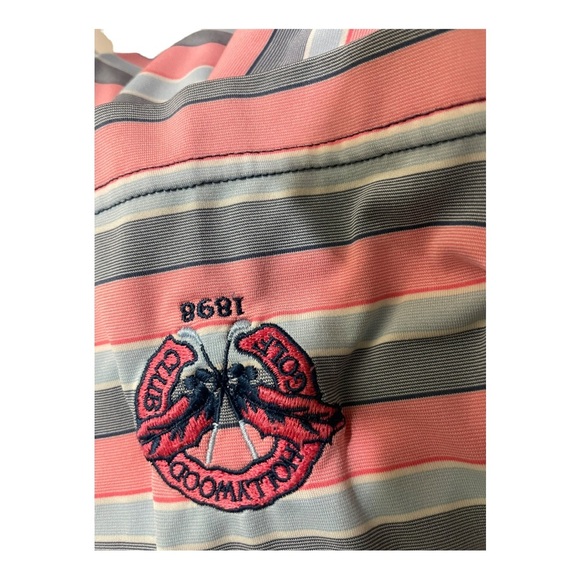 Peter Millar mens summer comfort polo half button shirt striped Golf Medium - Picture 8 of 8